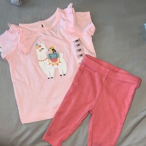 🩷5/$25 Pink Llama Baby Outfit 0-3M carters gerber